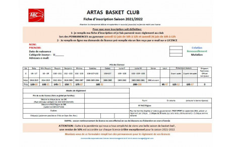 Tarifs 2021 2022